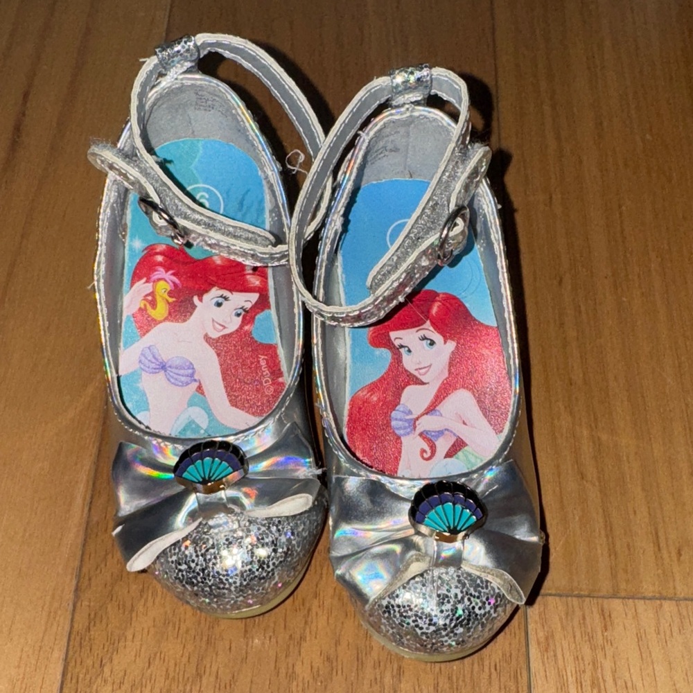 Disney Silver Glitter Ariel Kids Dress Shoes